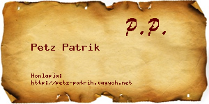 Petz Patrik névjegykártya